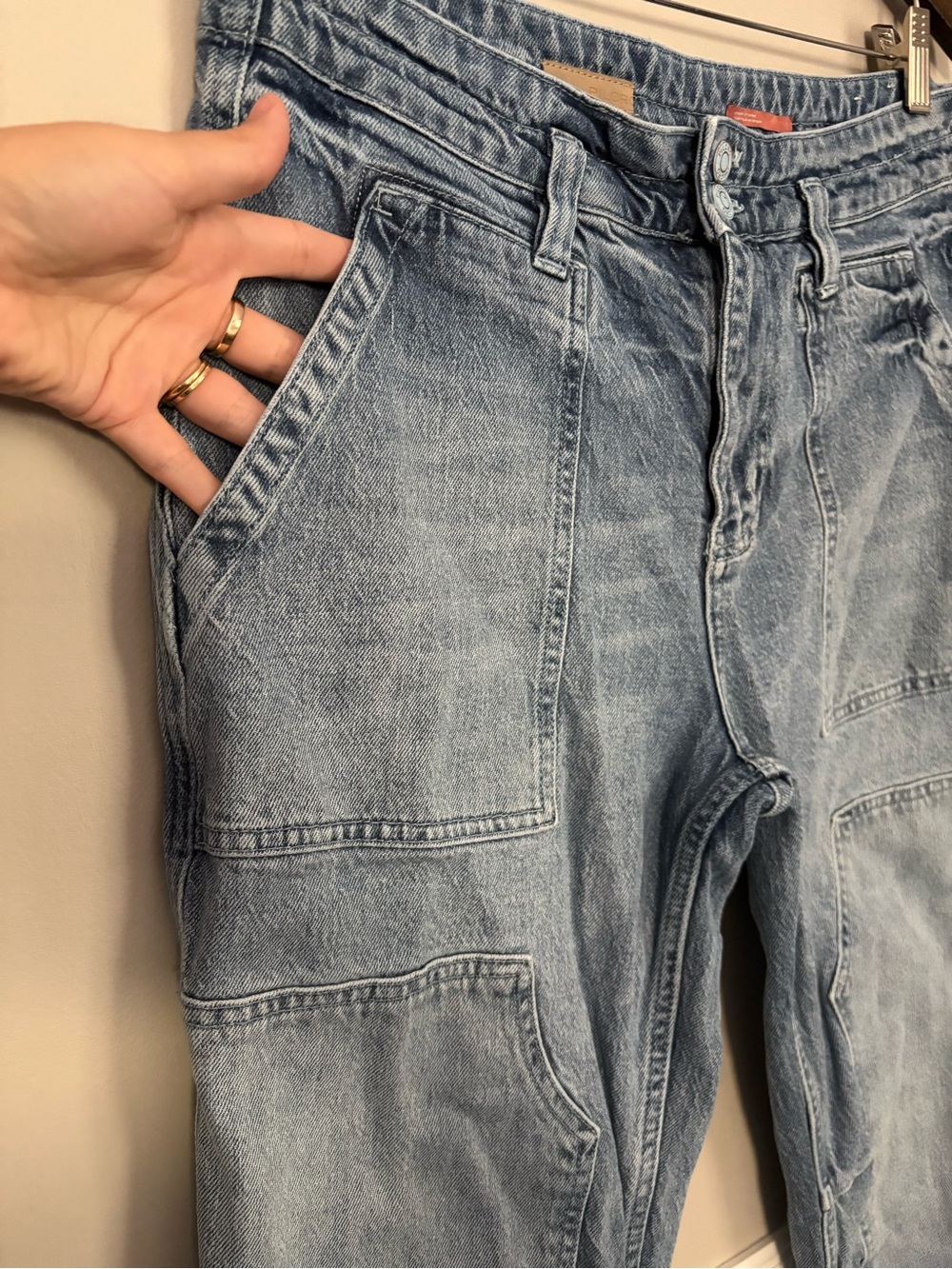 Pilcro The Wanderer Utility Jeans Size 31 Medium Wash Barrel Leg - Picture 4 of 16